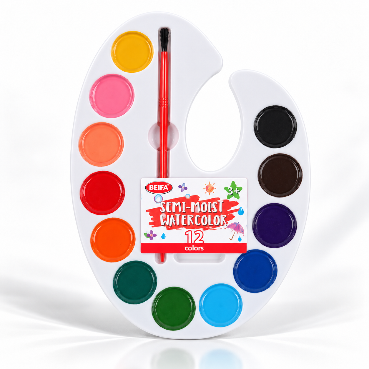BEIFA Watercolor Paint 12 colors + 1 brush + 1 pallete - 1/12/72 pcs