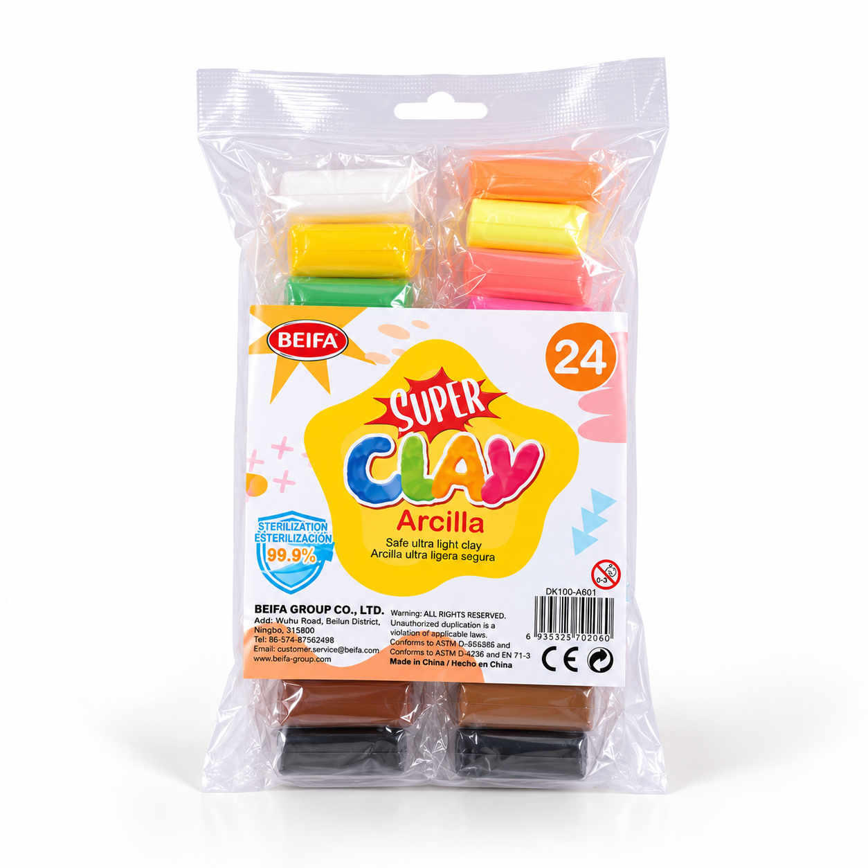 BEIFA 24 colors antibacterial clay - 1/144 pcs