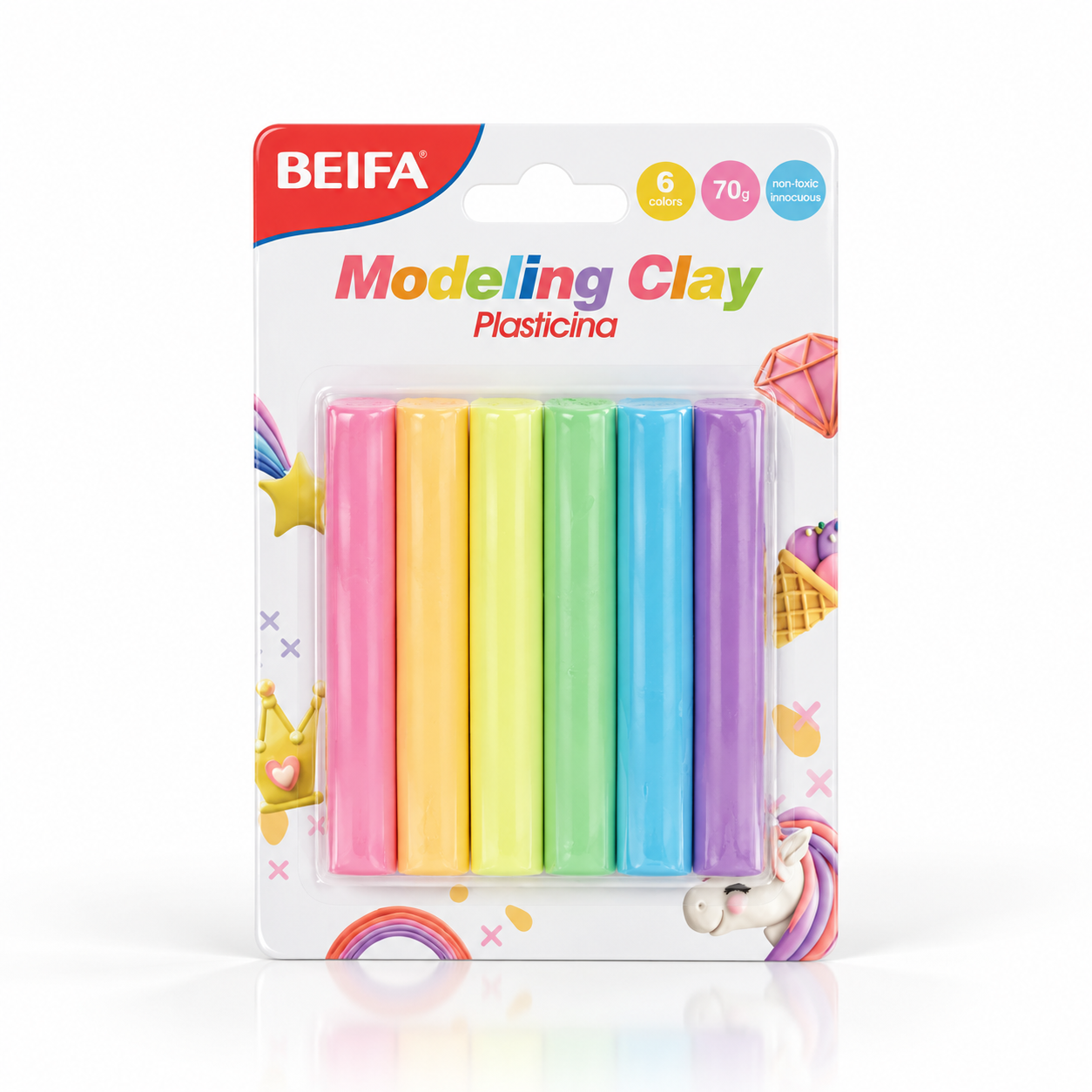 BEIFA 70g Macaron 6 Colors Modeling Clay - 1/24/144 pcs