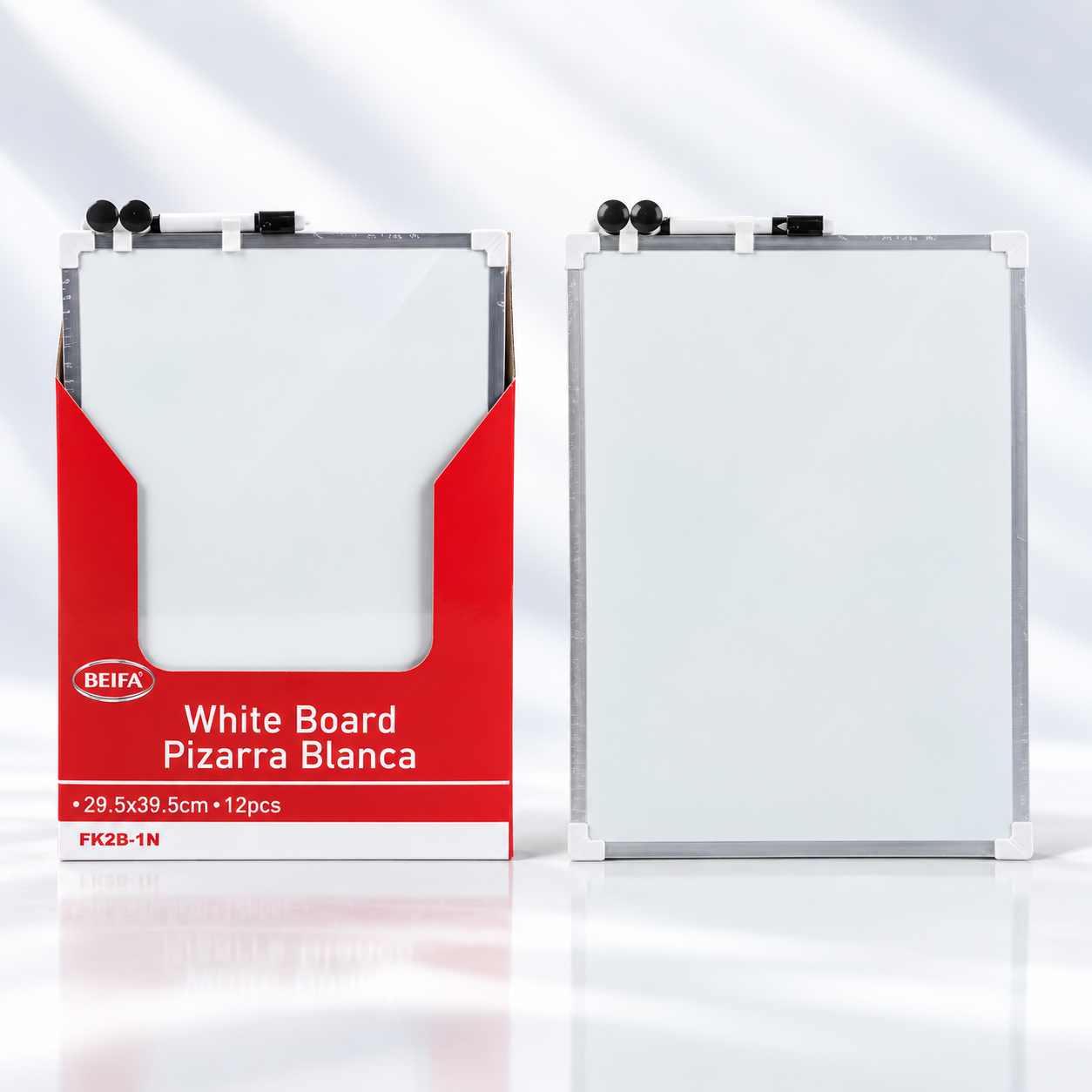BEIFA Double Sided Metal Whiteboard Set - 29,5x39,5x0,6cm - 1 free marker + 2 magnets - 1/12/60 pcs