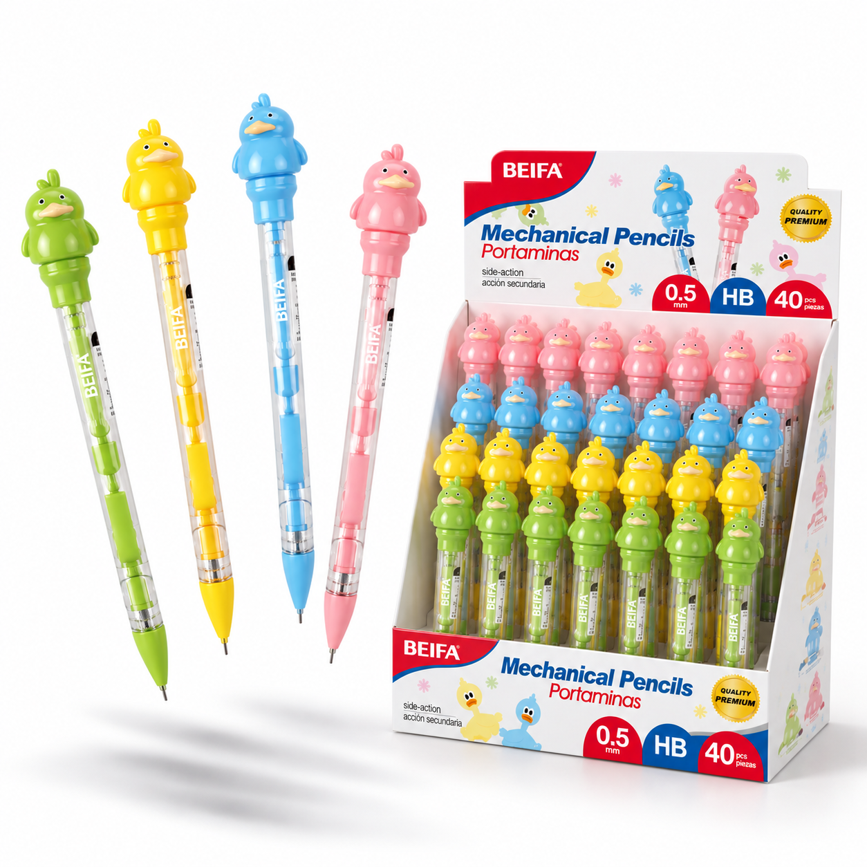 BEIFA Mechanical Pencil Set 0.5mm, 4 barrel colors - 40/960 pcs