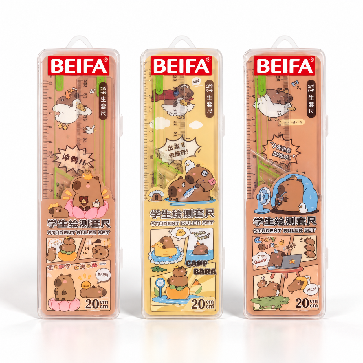 BEIFA Capybara 4 pcs plastic ruler set - 1/24/288 pcs