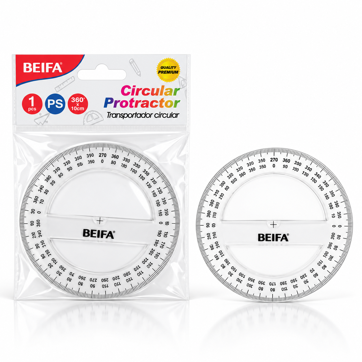 BEIFA Circular Protactor Plastic 15cm - 1/25/200 pcs