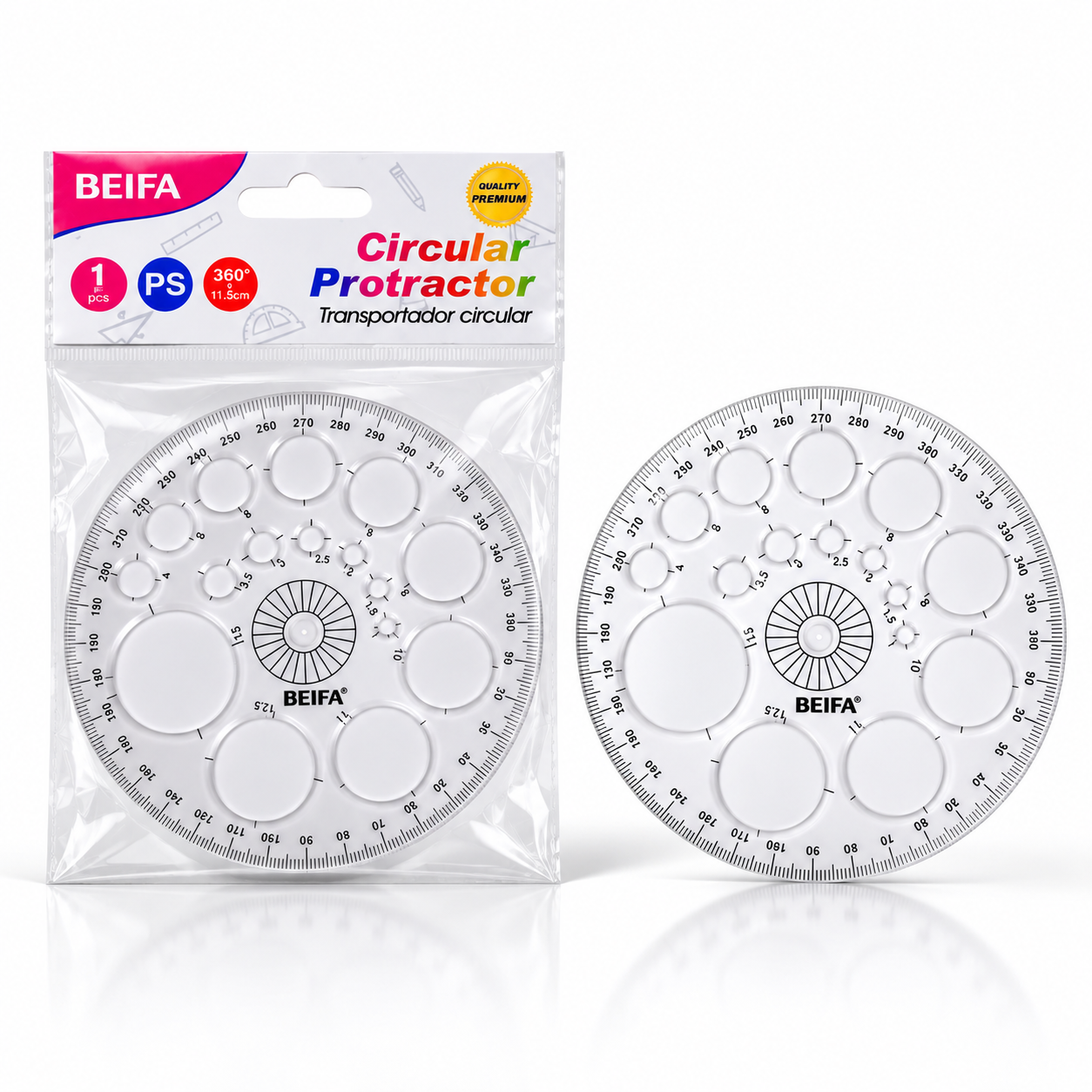 BEIFA Circular Protactor Plastic 11,5cm - 1/25/200 pcs