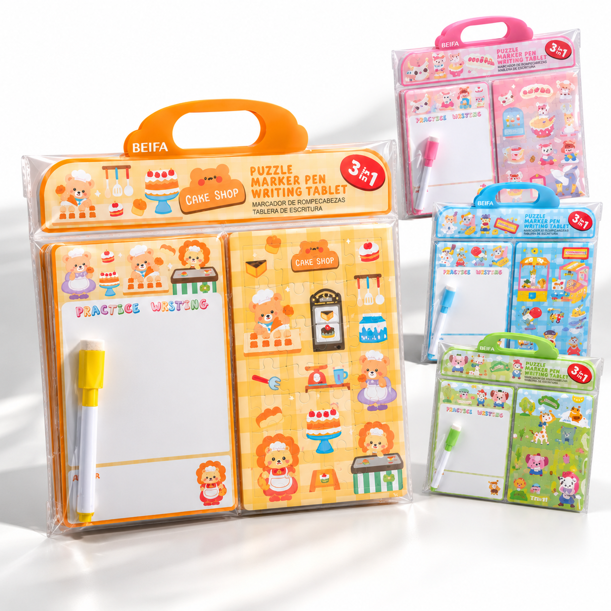 BEIFA Children Whiteboard Set - Erasable whiteboard, whiteboard markers, 24-piece puzzle - 1/36/288