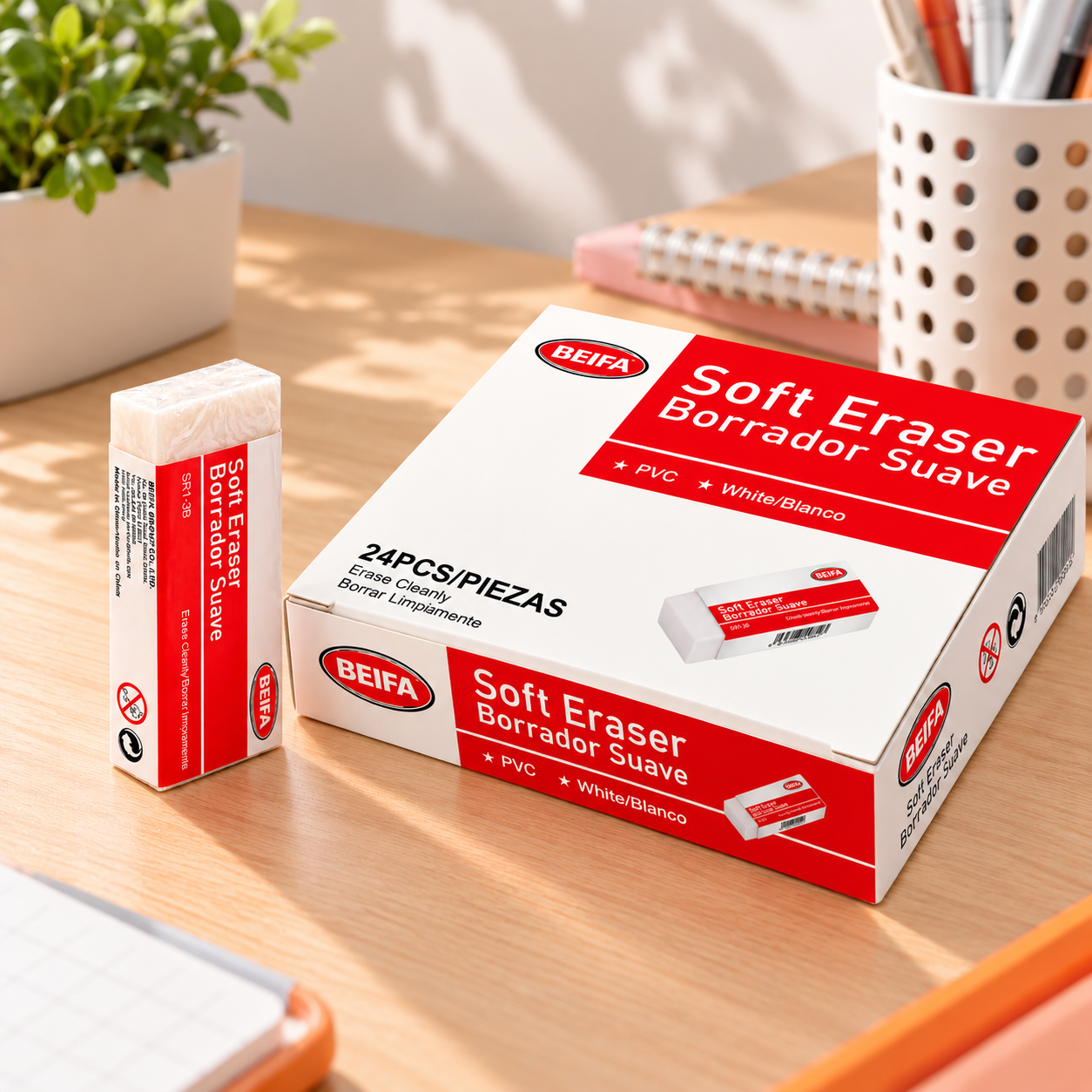 BEIFA White Eraser 6x2,2x1,2cm (24 pcs) - 24/576 pcs