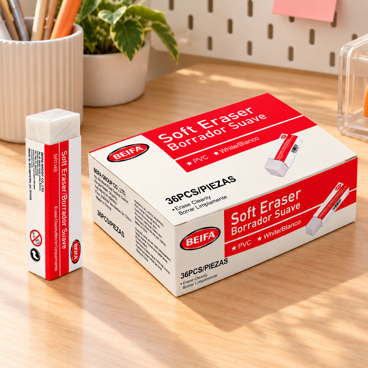 BEIFA White Eraser 6x1,4x1,4cm (36 pcs) - 36/864 pcs