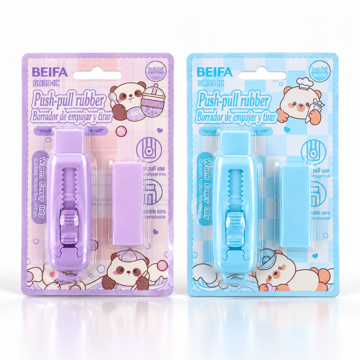 BEIFA Sliding Eraser + 1 pcs refill - 24/288 pcs