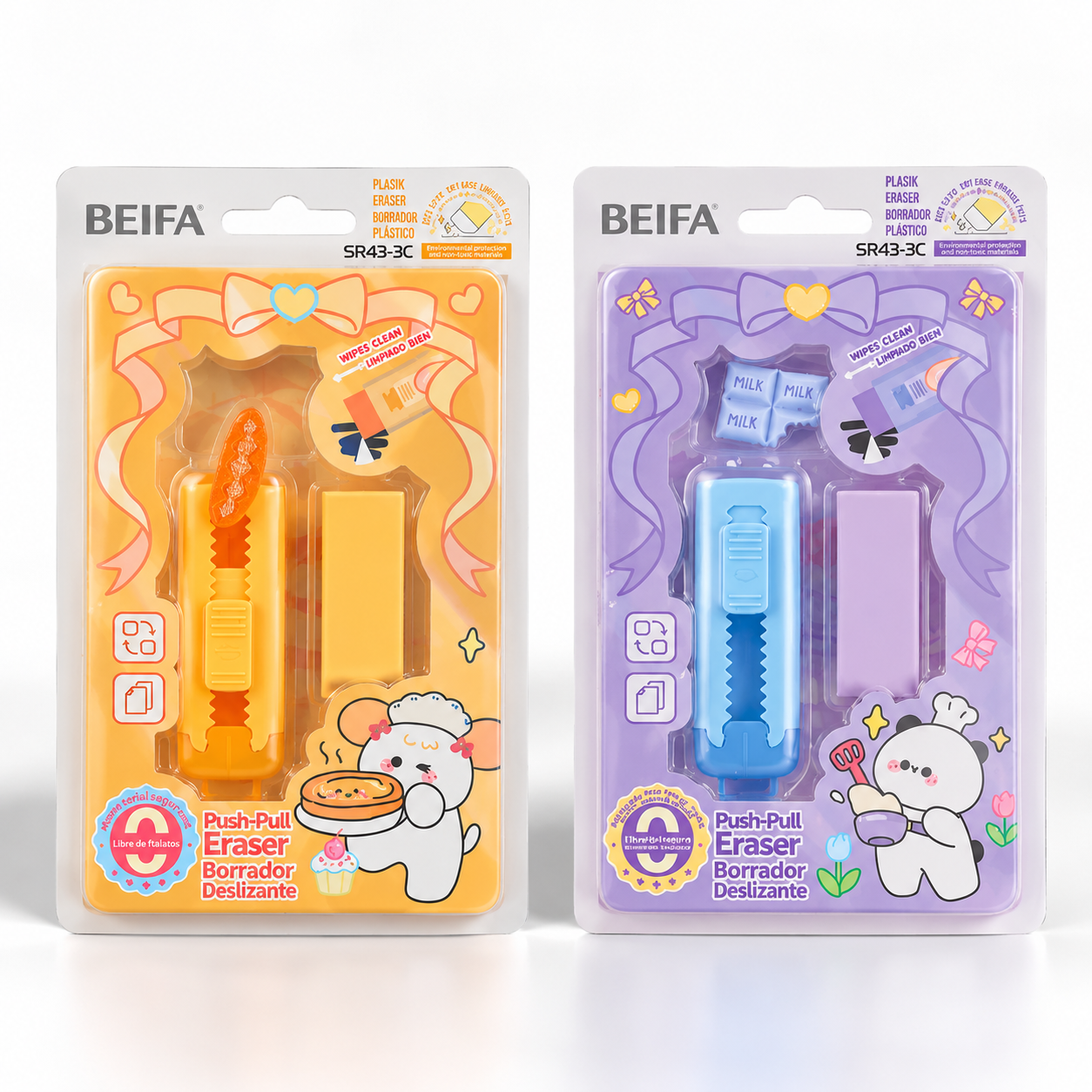 BEIFA Sliding Eraser + 1 pcs refill - 24/288 pcs