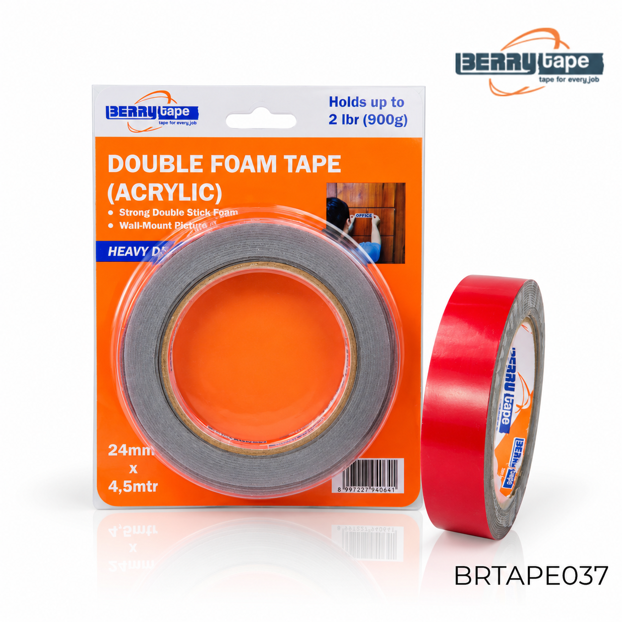 BERRY DOUBLE EVA FOAM TAPE ACRYLIC RED 24MM X 4.5 Meter