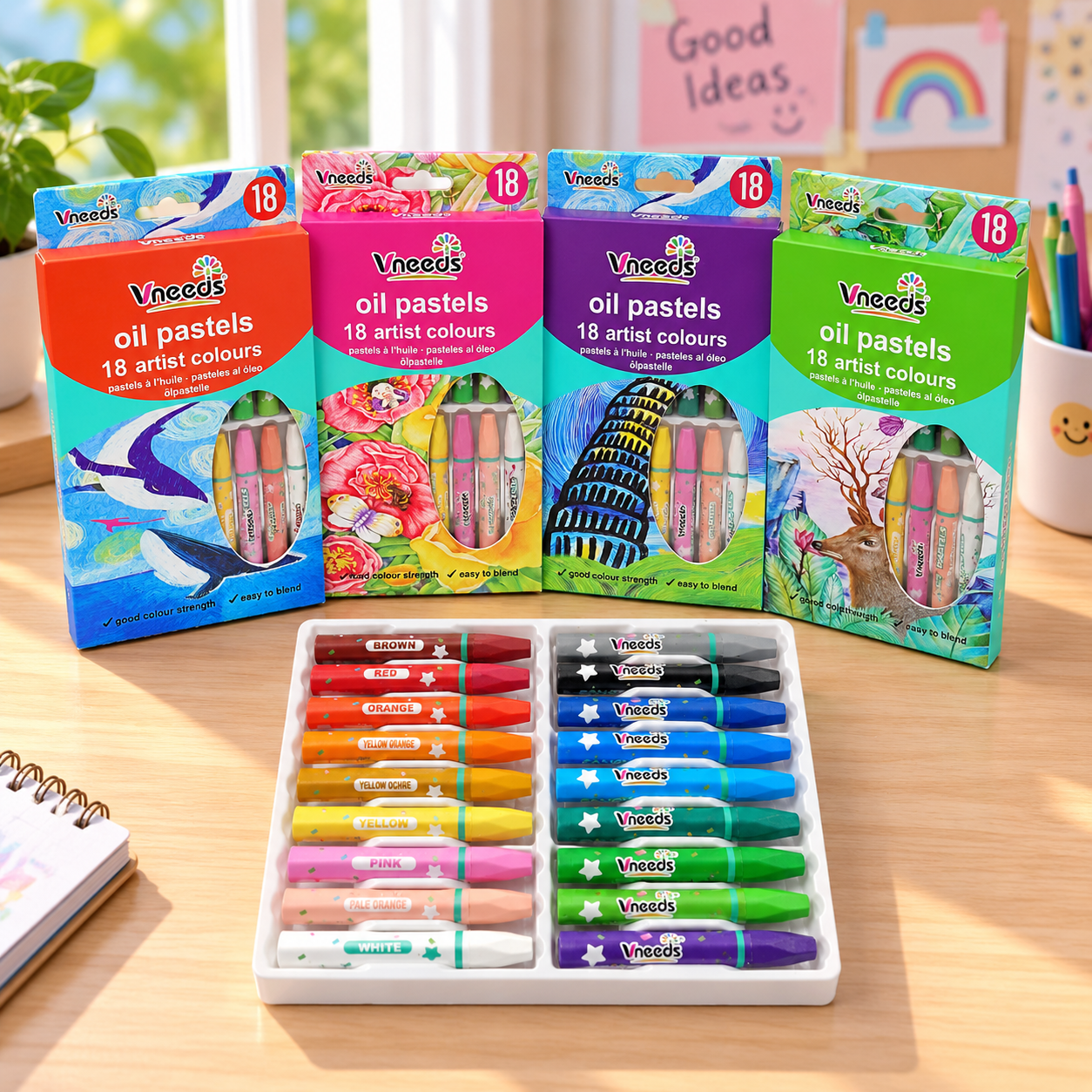 VNEEDS OIL PASTEL 18 COLOURS