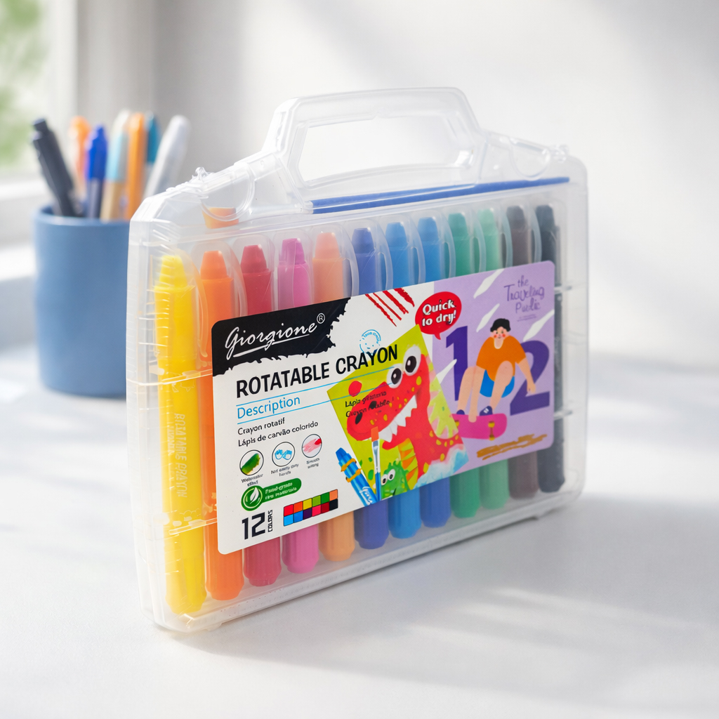 G-RC12 ROTATABLE CRAYON 12 COLORSSILKY CRAYON
