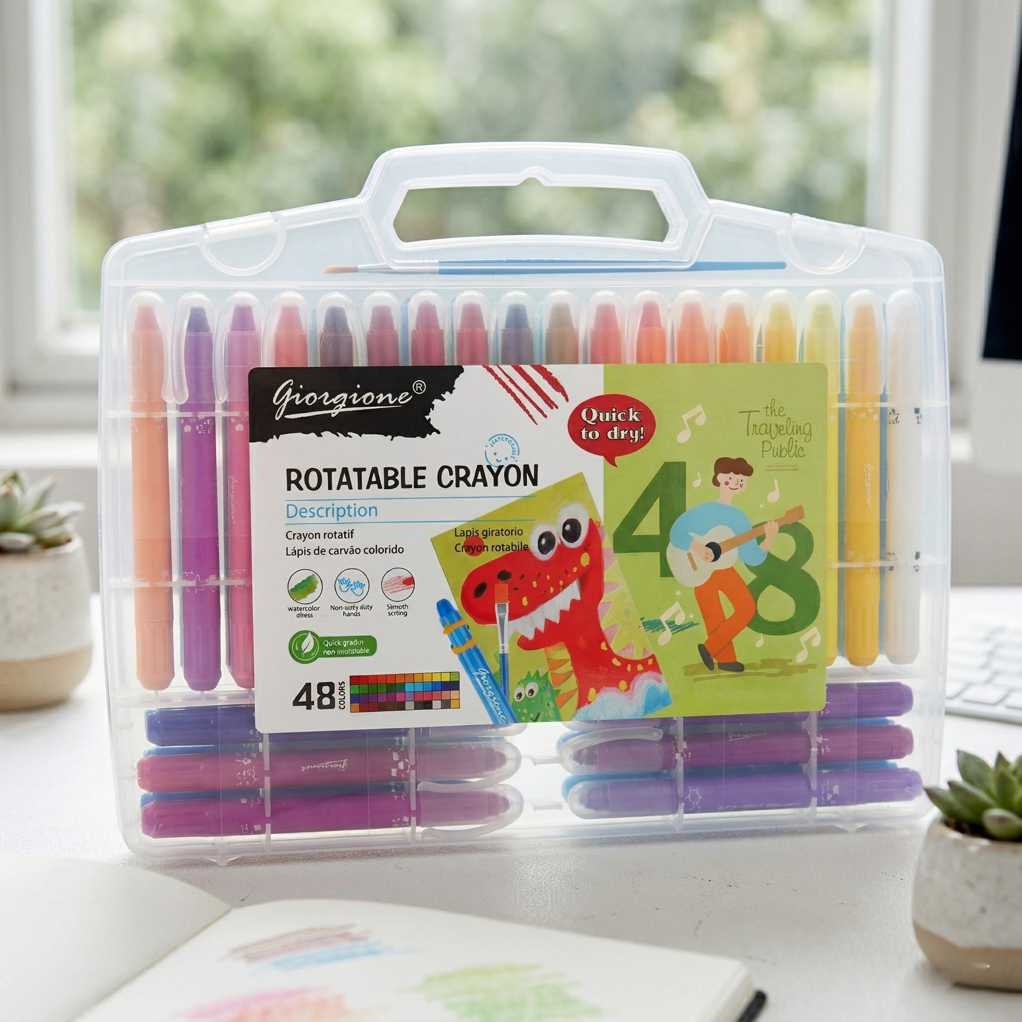 G-RC48 ROTATABLE CRAYON 48 COLORSSILKY CRAYON