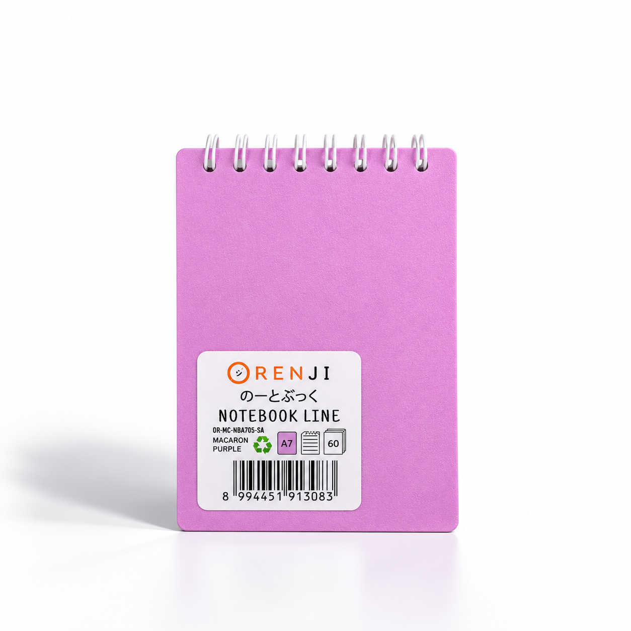 ORENJI Notebook Macaron A7 LINE Spiral Atas - Light Purple