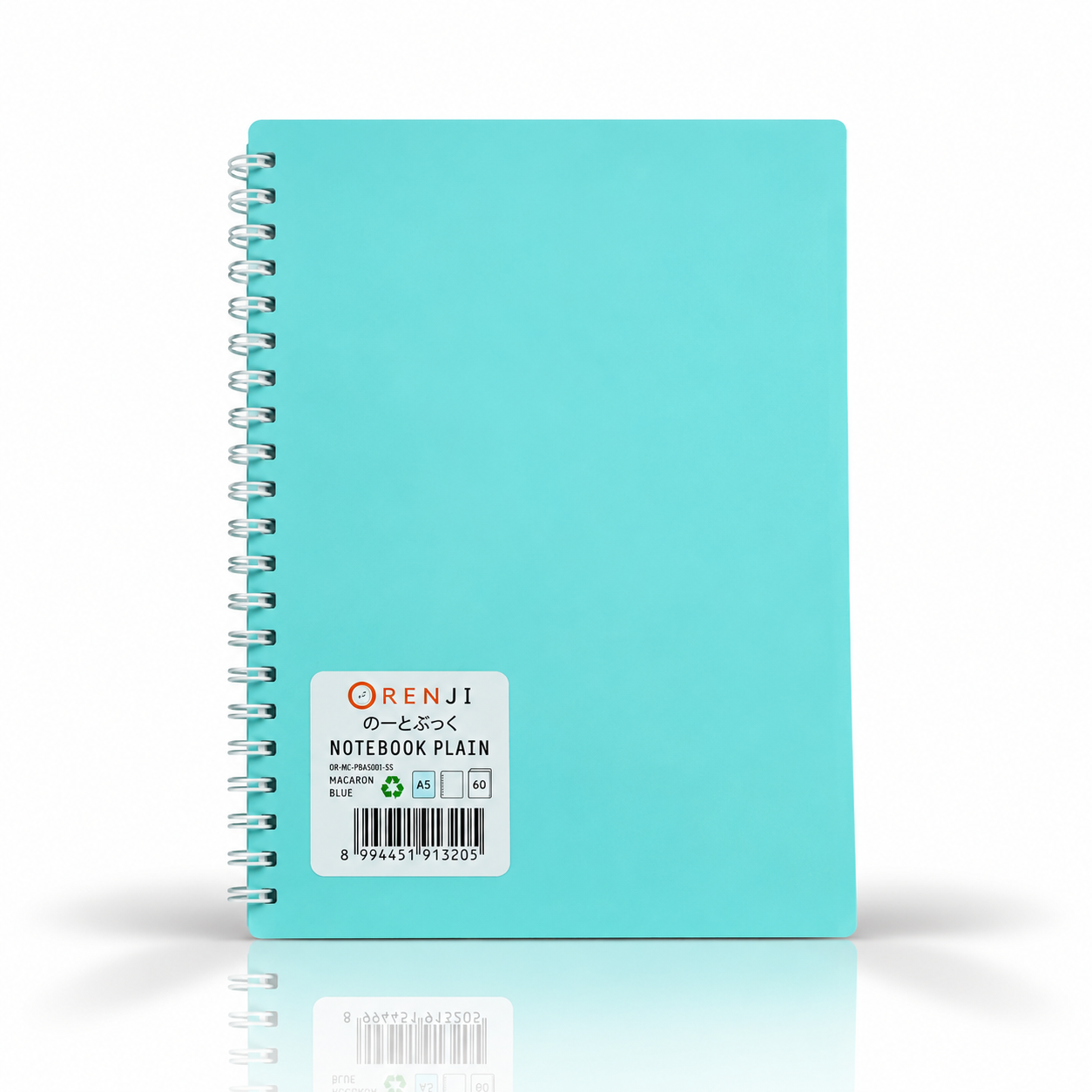 ORENJI Notebook Macaron A5 PLAIN Spiral Samping - Light Blue