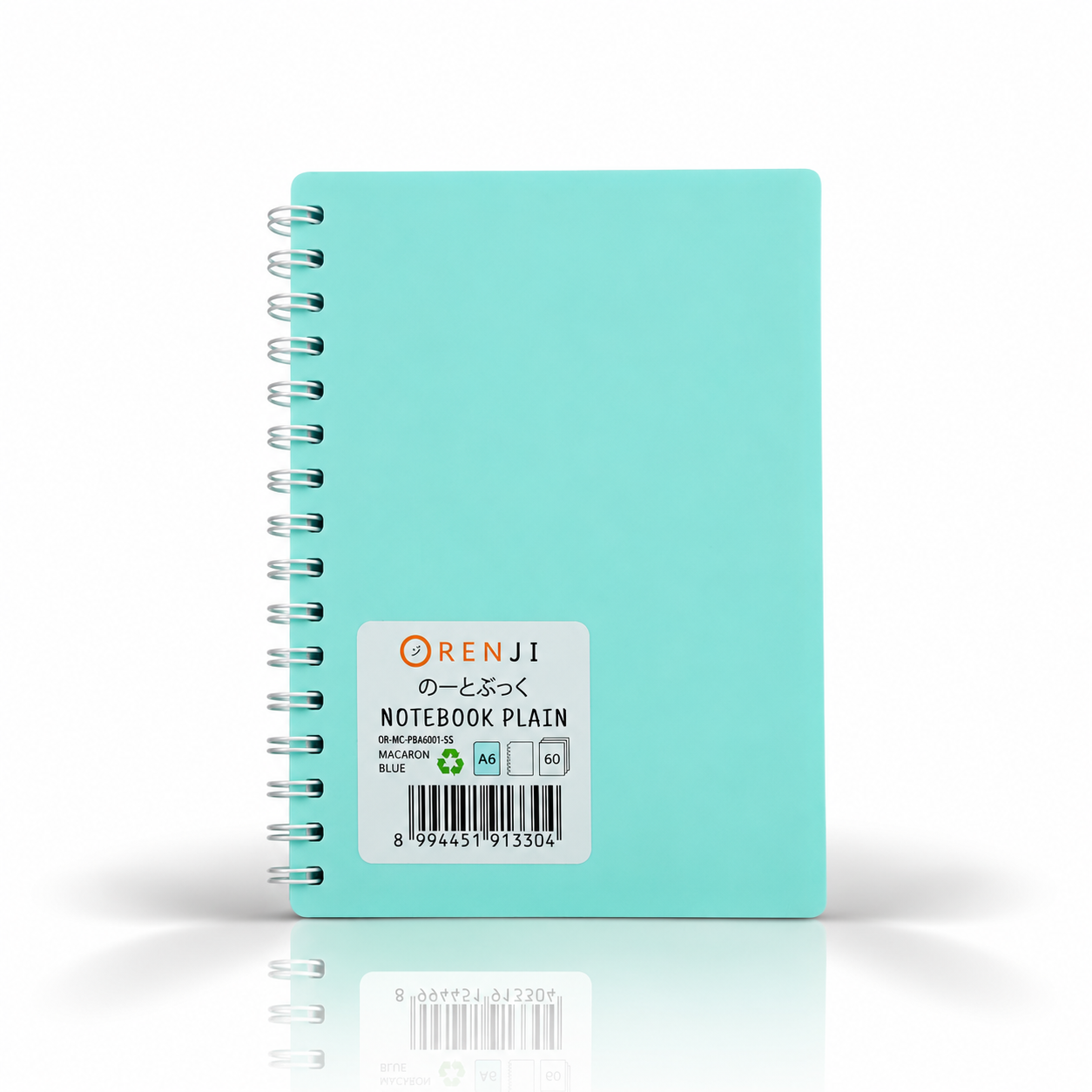 ORENJI Notebook Macaron A6 PLAIN Spiral Samping - Light Blue