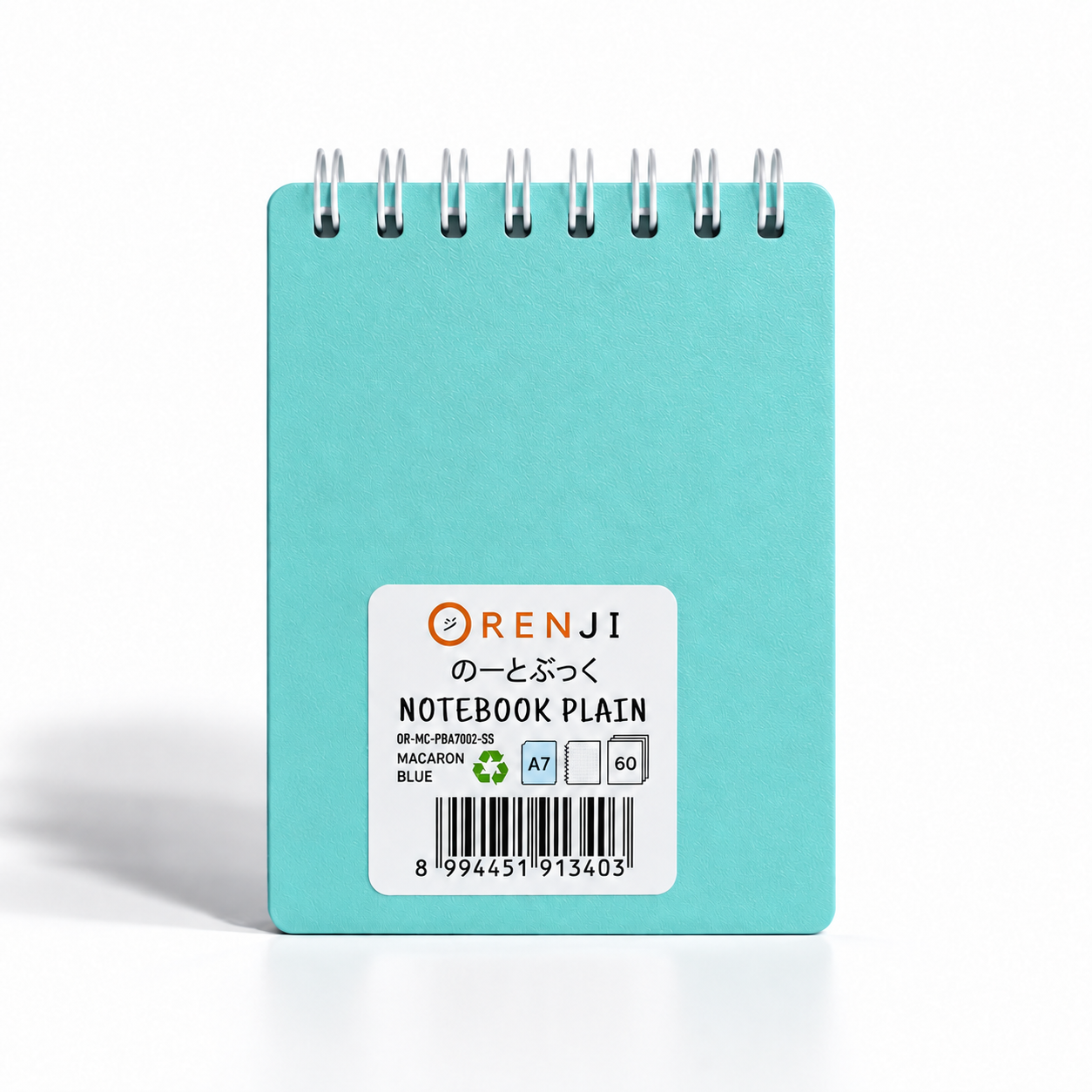 ORENJI Notebook Macaron A7 PLAIN Spiral Atas - Light Blue