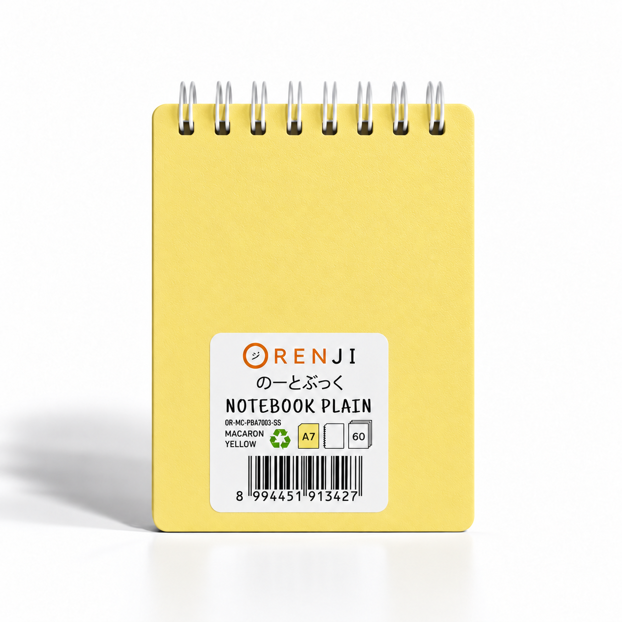 ORENJI Notebook Macaron A7 PLAIN Spiral Atas - Light Yellow
