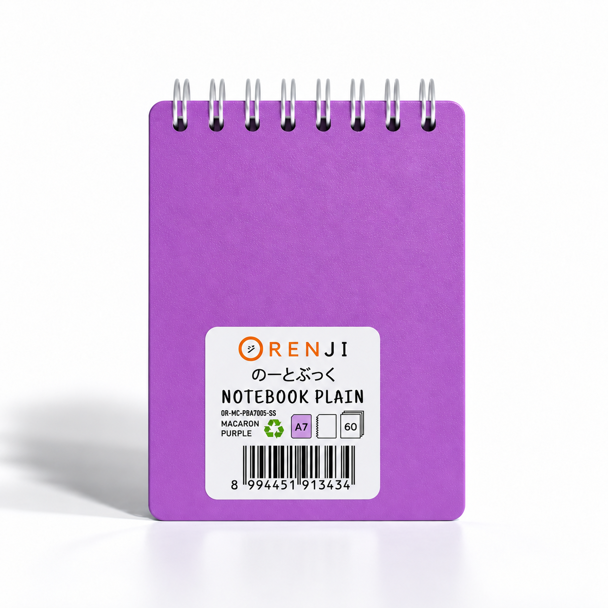 ORENJI Notebook Macaron A7 PLAIN Spiral Atas - Light Purple