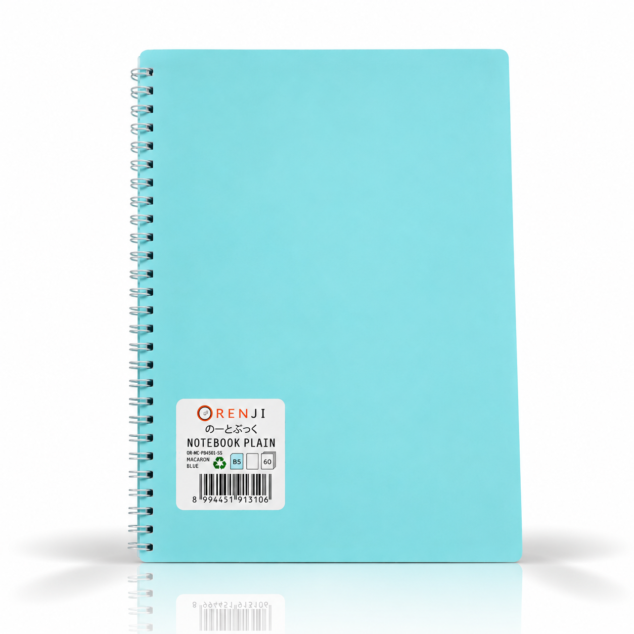 ORENJI Notebook Macaron B5 PLAIN Spiral Samping - Light Blue
