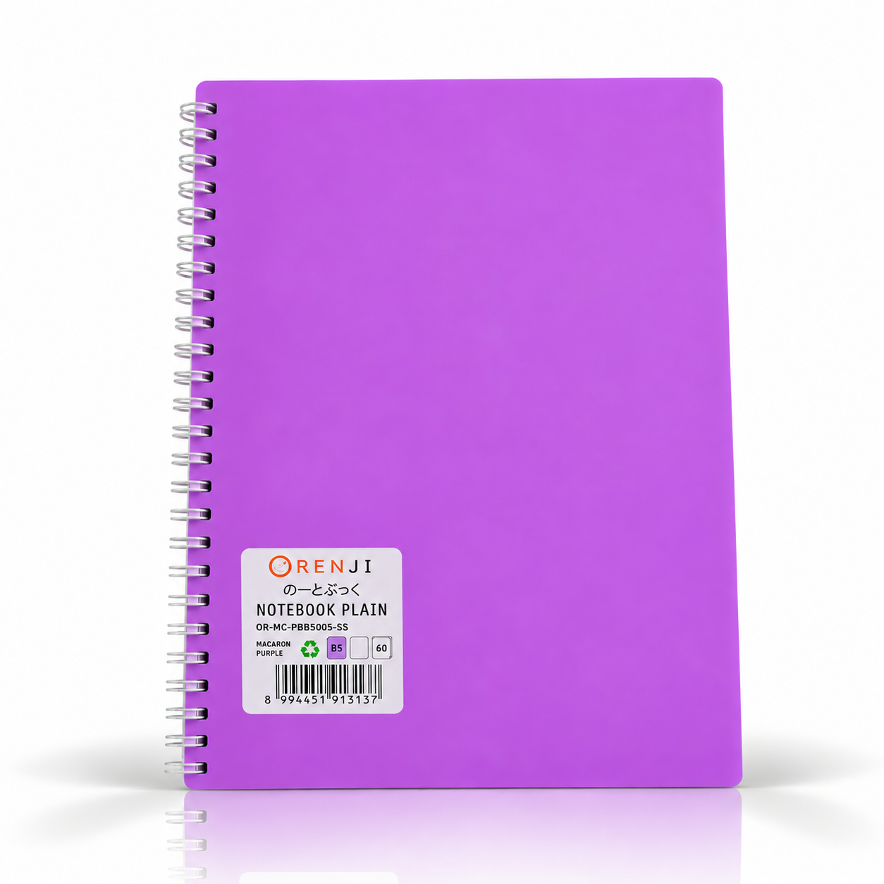 ORENJI Notebook Macaron B5 PLAIN Spiral Samping - Light Purple
