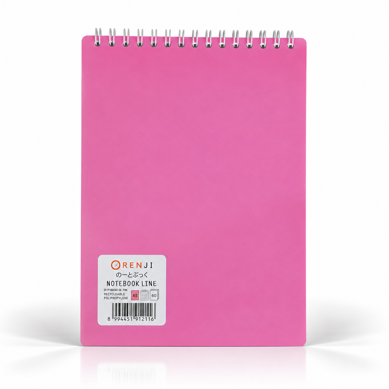 ORENJI Notebook Neon PP Cover Colour A5 LINE Spiral Atas - Pink