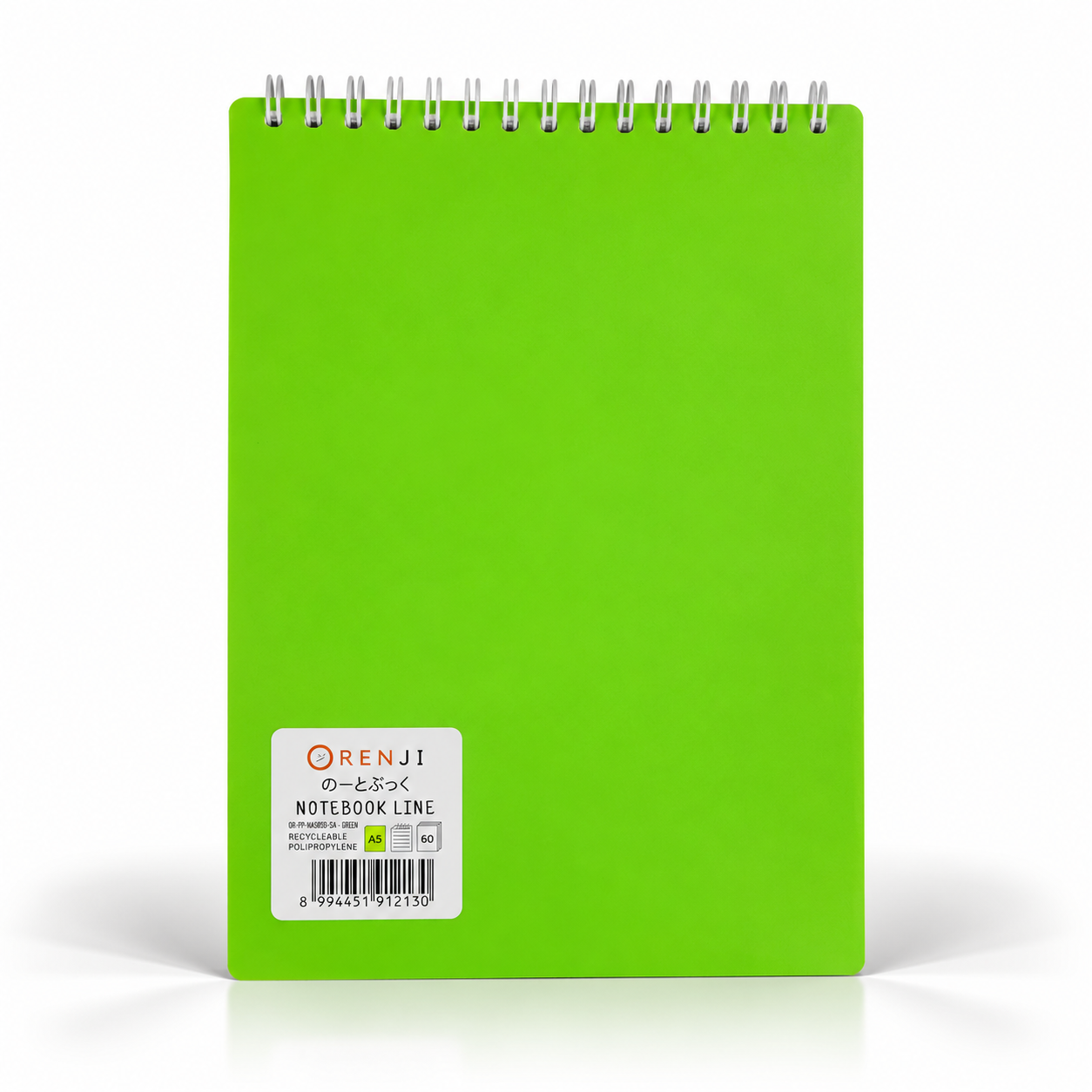 ORENJI Notebook Neon PP Cover Colour A5 LINE Spiral Atas - Green