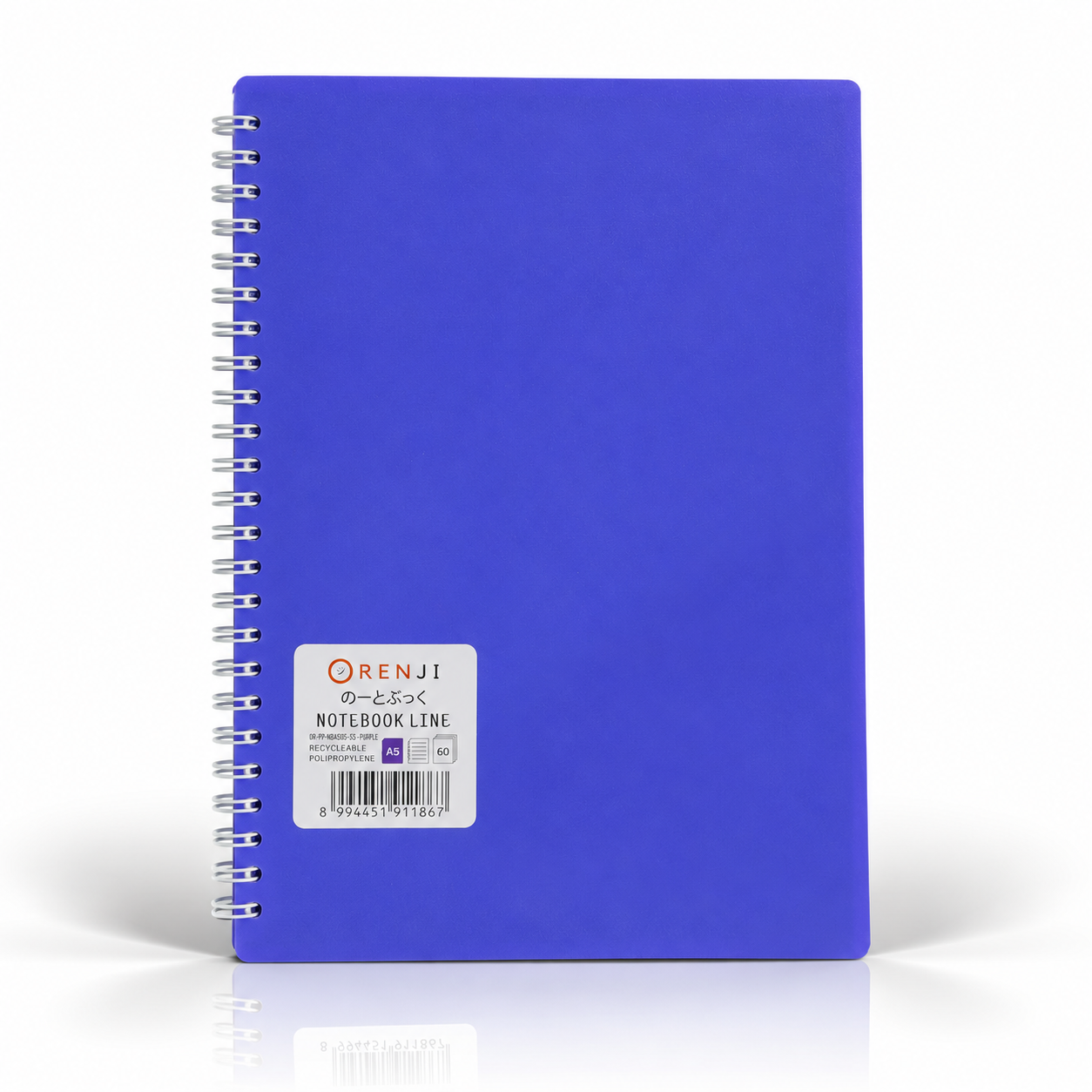 ORENJI Notebook Neon PP Cover Colour A5 LINE Spiral Samping - Purple