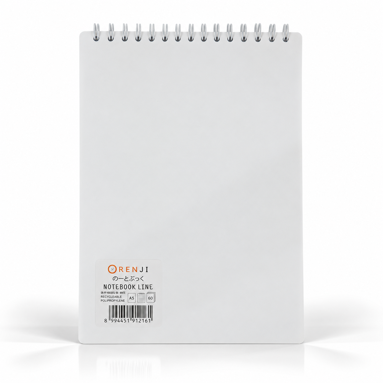 ORENJI Notebook Neon PP Cover Colour A5 LINE Spiral Atas - White