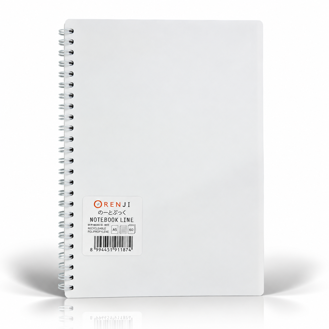 ORENJI Notebook Neon PP Cover Colour A5 LINE Spiral Samping - White