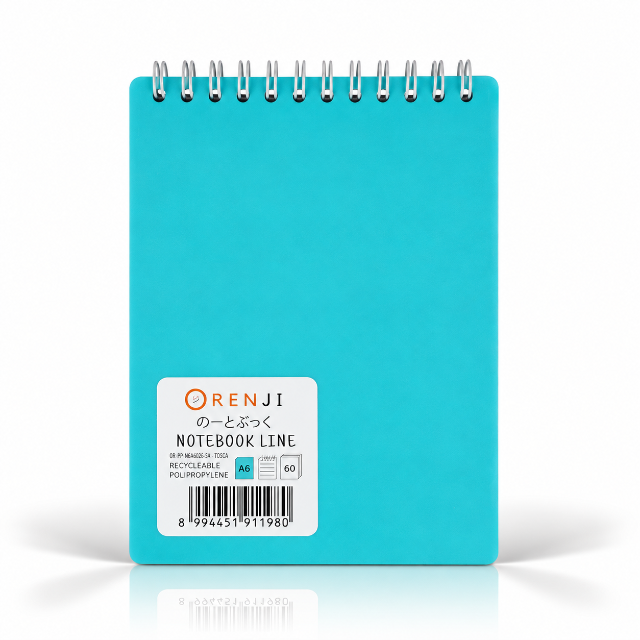 ORENJI Notebook Neon PP Cover Colour A6 LINE Spiral Atas - Tosca