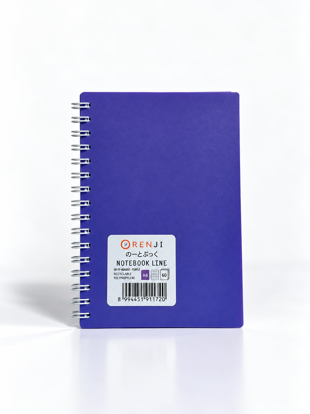 ORENJI Notebook Neon PP Cover Colour A6 LINE Spiral Samping - Purple