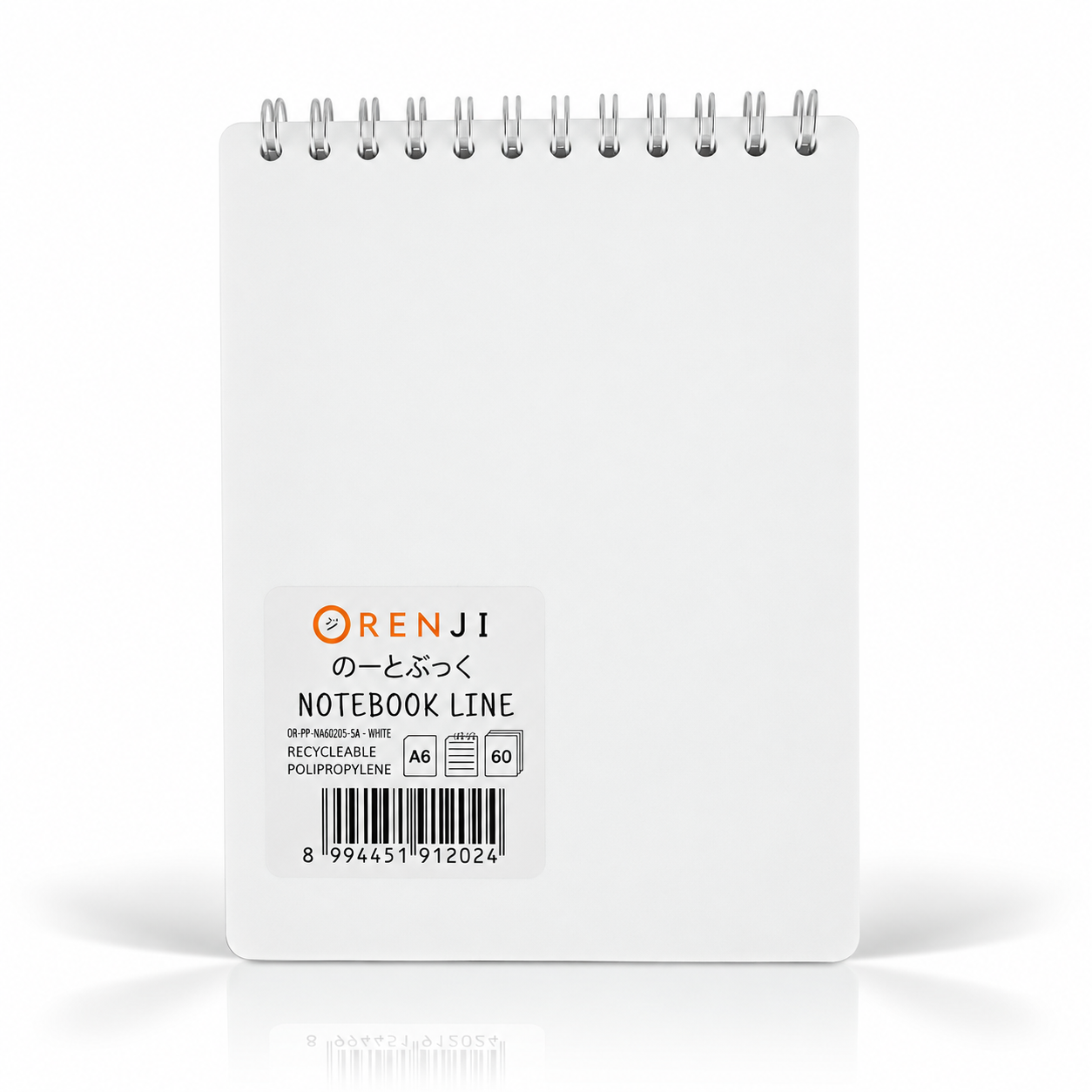 ORENJI Notebook Neon PP Cover Colour A6 LINE Spiral Atas - White