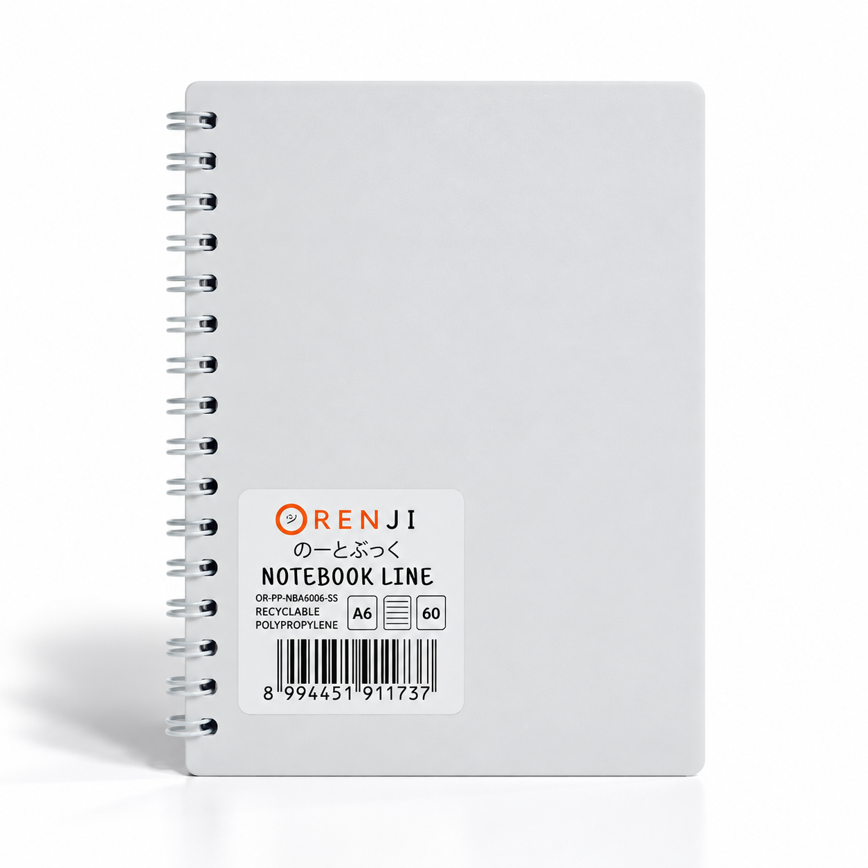 ORENJI Notebook Neon PP Cover Colour A6 LINE Spiral Samping - White