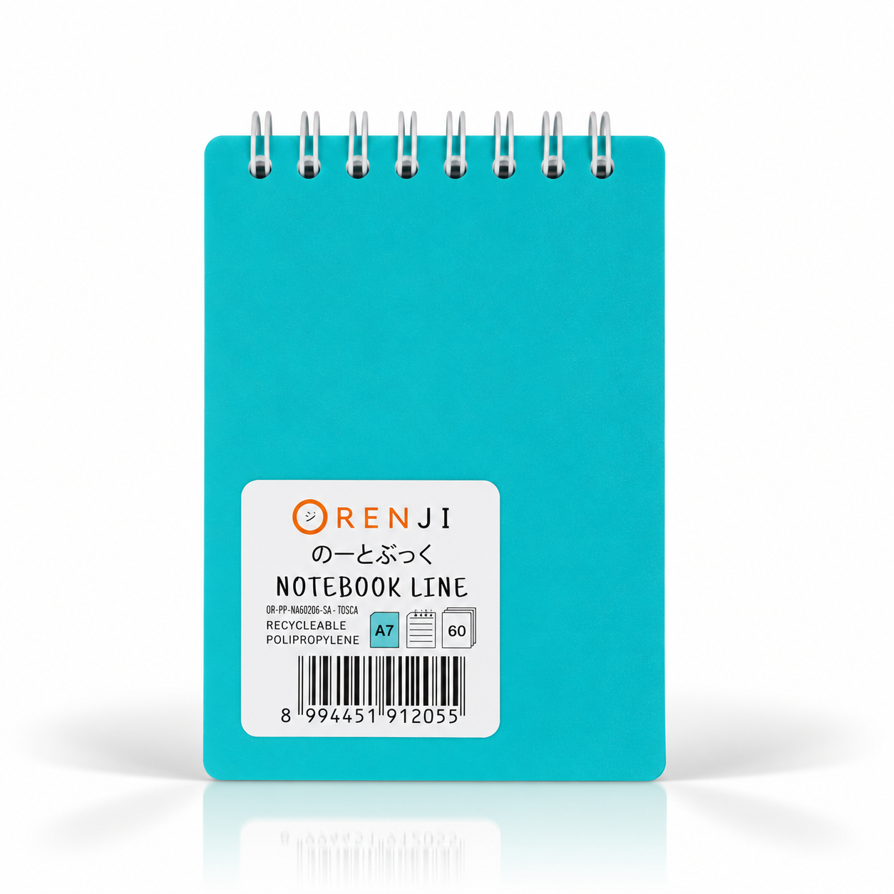 ORENJI Notebook Neon PP Cover Colour A7 LINE Spiral Atas - Tosca