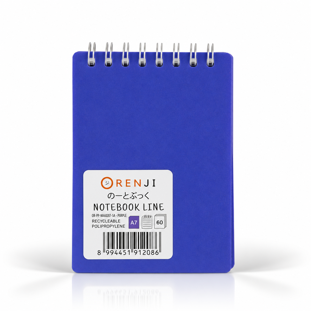 ORENJI Notebook Neon PP Cover Colour A7 LINE Spiral Atas - Purple