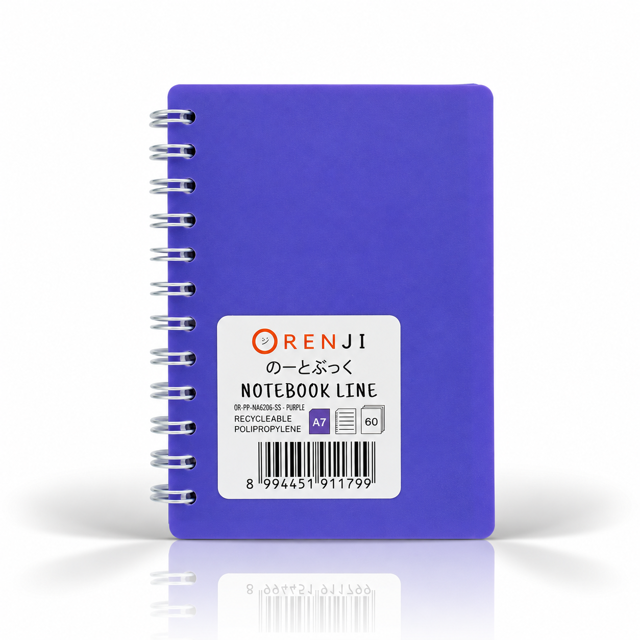 ORENJI Notebook Neon PP Cover Colour A7 LINE Spiral Samping - Purple