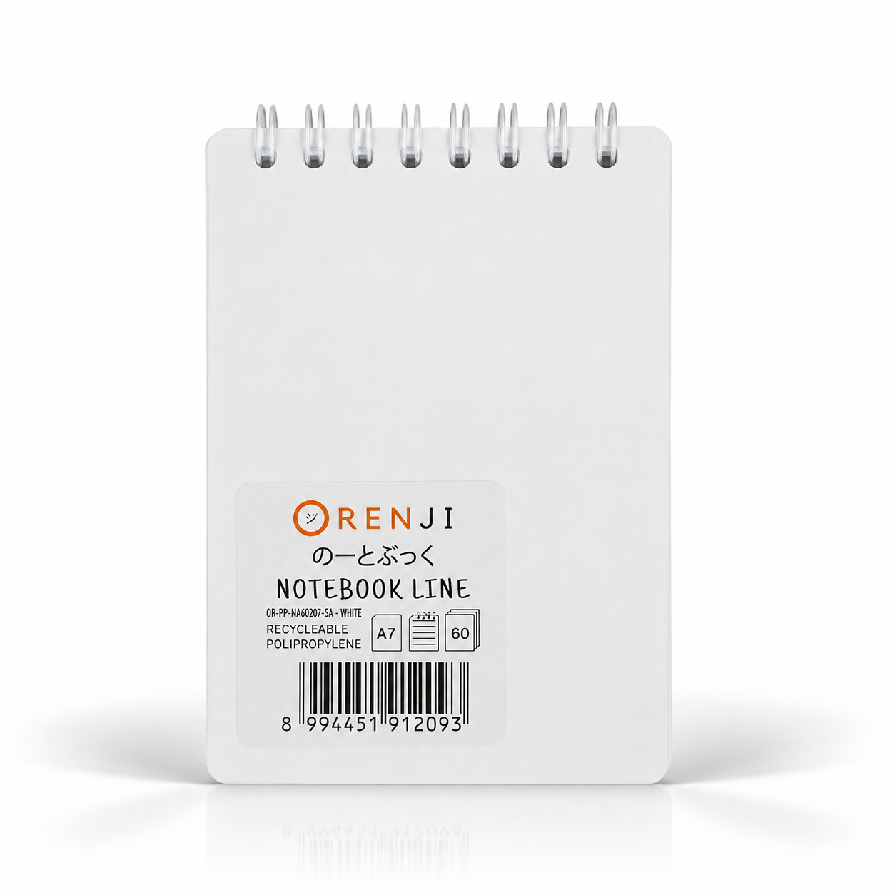 ORENJI Notebook Neon PP Cover Colour A7 LINE Spiral Atas - White