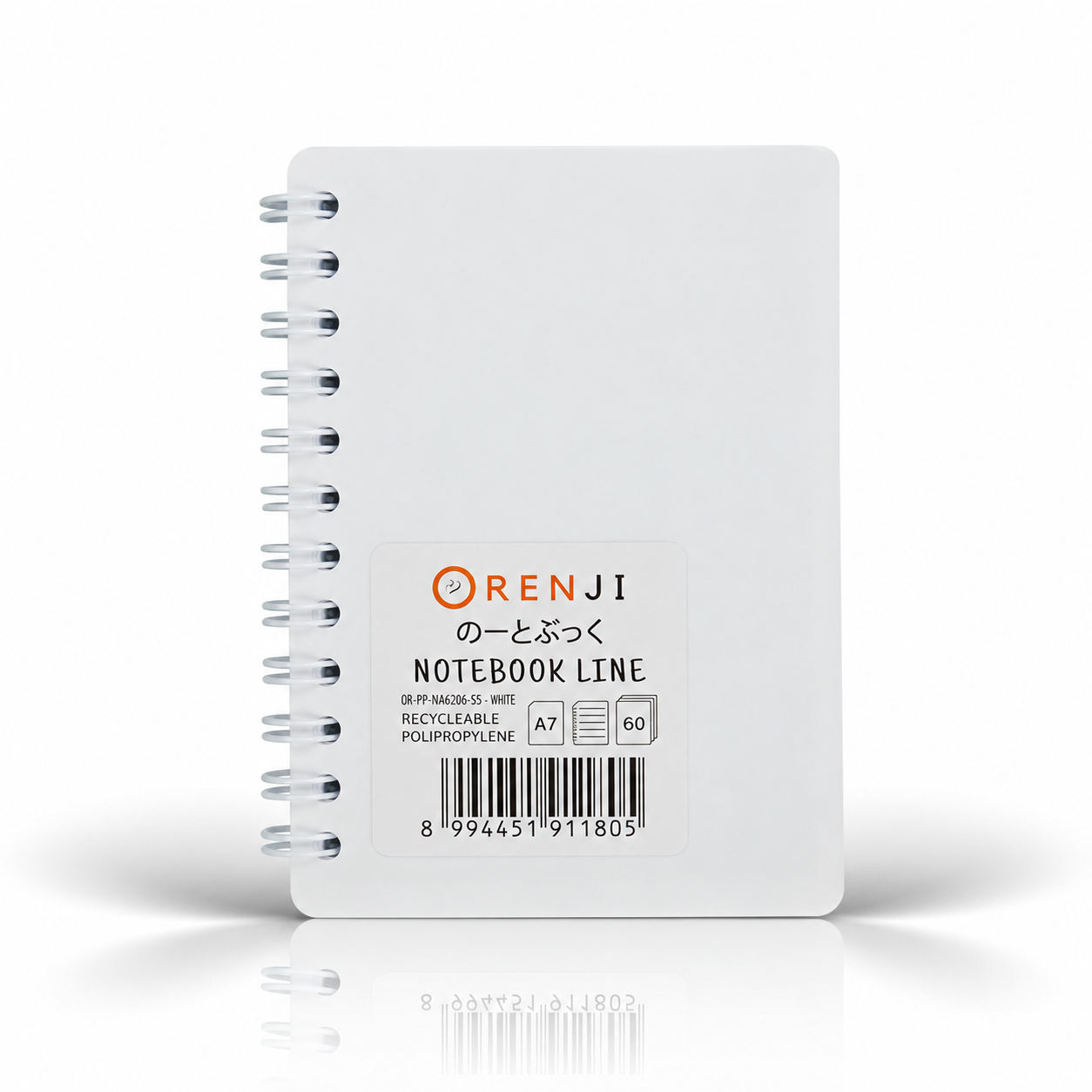 ORENJI Notebook Neon PP Cover Colour A7 LINE Spiral Samping - White