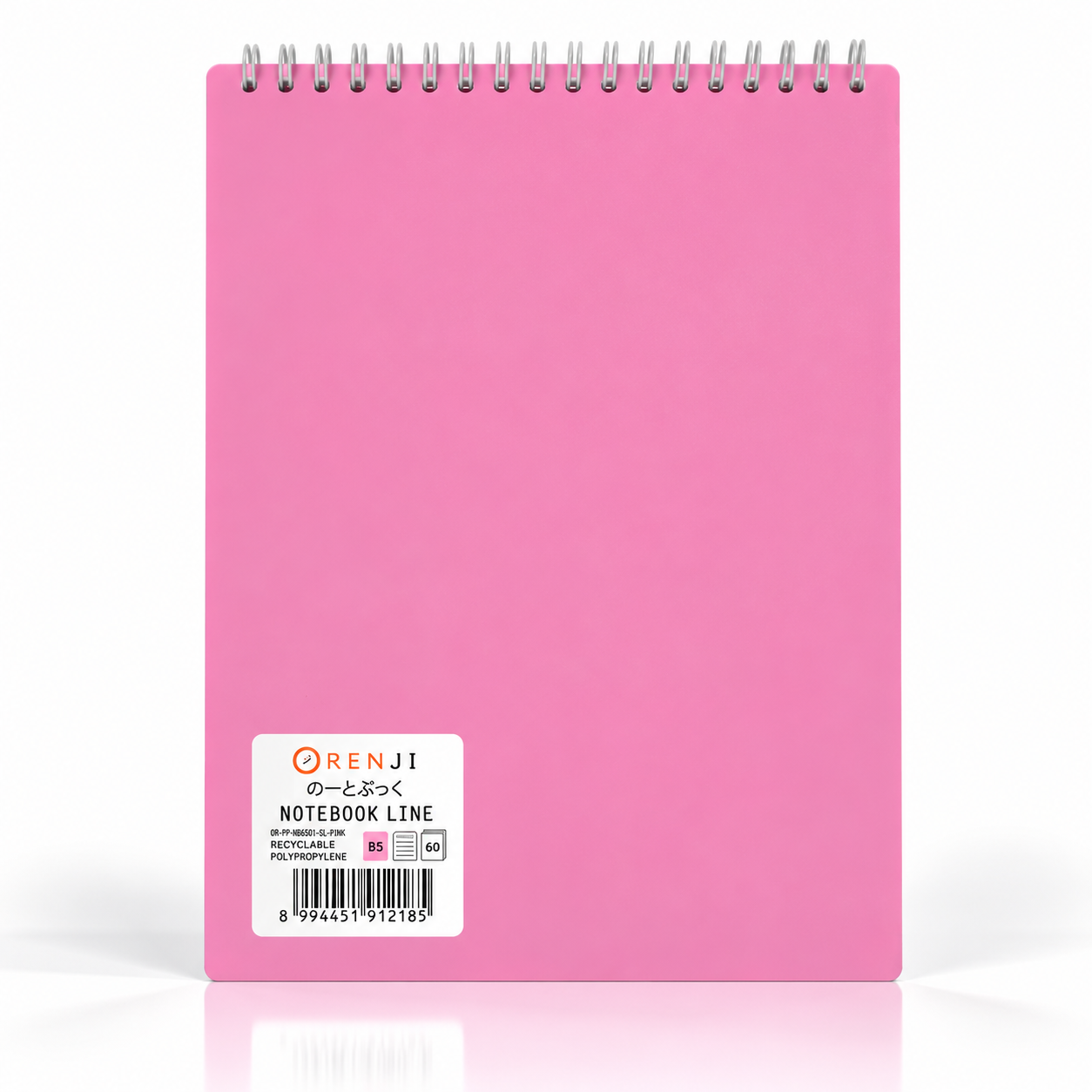 ORENJI Notebook Neon PP Cover Colour B5 LINE Spiral Atas - Pink