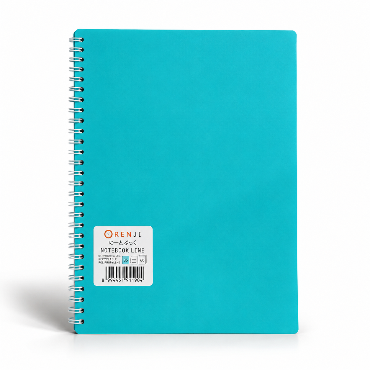 ORENJI Notebook Neon PP Cover Colour B5 LINE Spiral Samping - Tosca