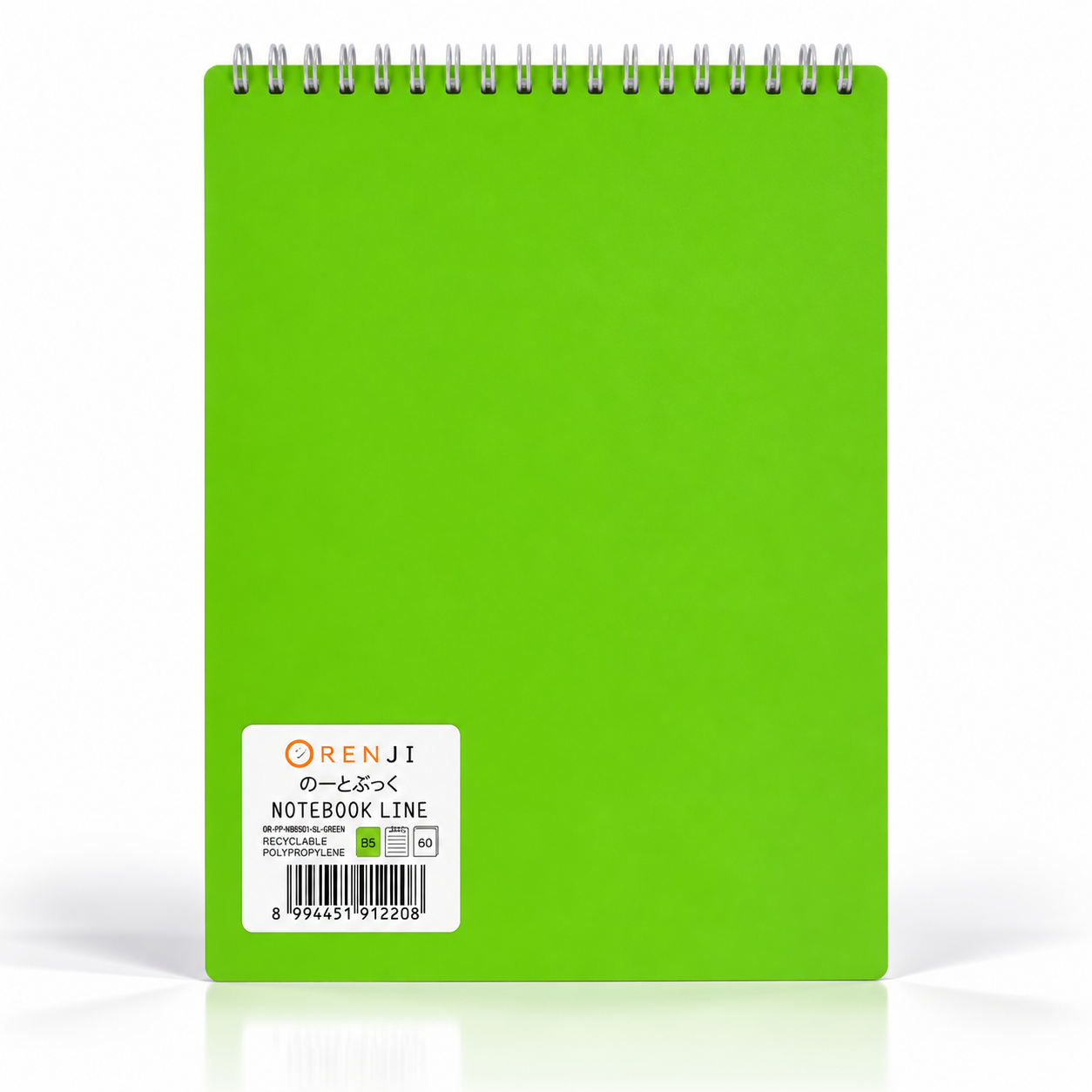 ORENJI Notebook Neon PP Cover Colour B5 LINE Spiral Atas - Green