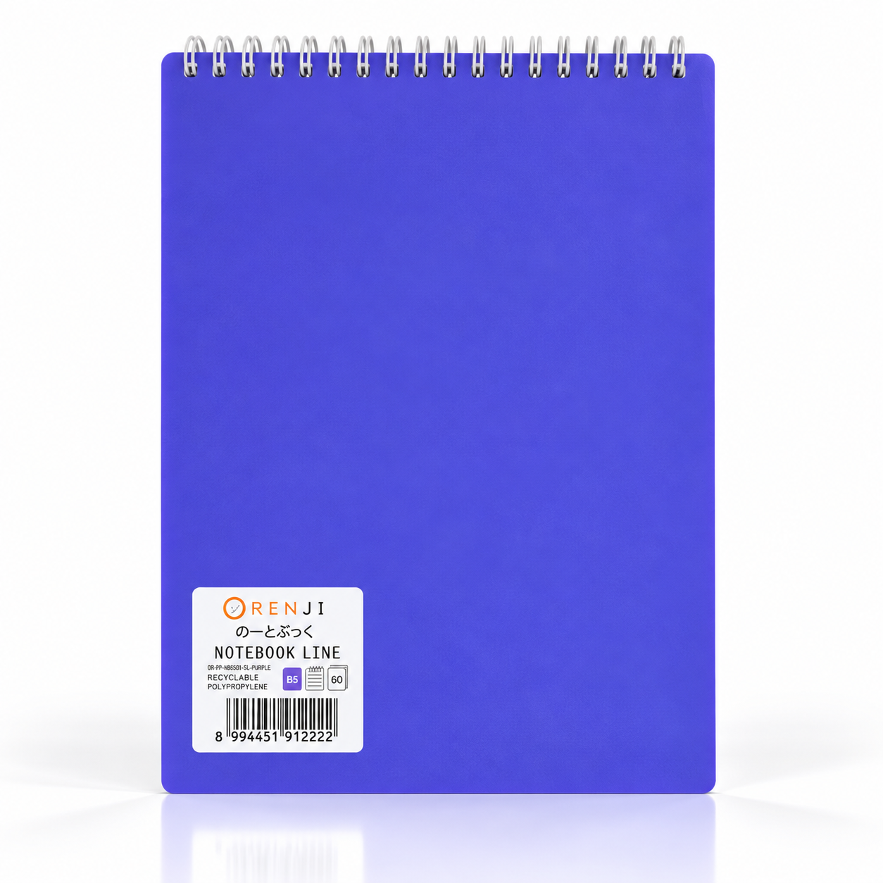 ORENJI Notebook Neon PP Cover Colour B5 LINE Spiral Atas - Purple