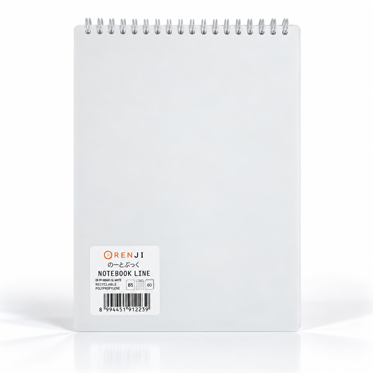 ORENJI Notebook Neon PP Cover Colour B5 LINE Spiral Atas - White