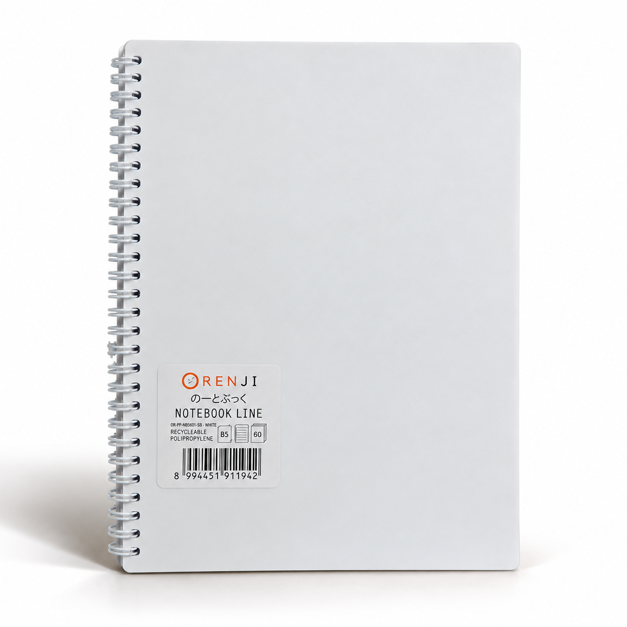 ORENJI Notebook Neon PP Cover Colour B5 LINE Spiral Samping - White