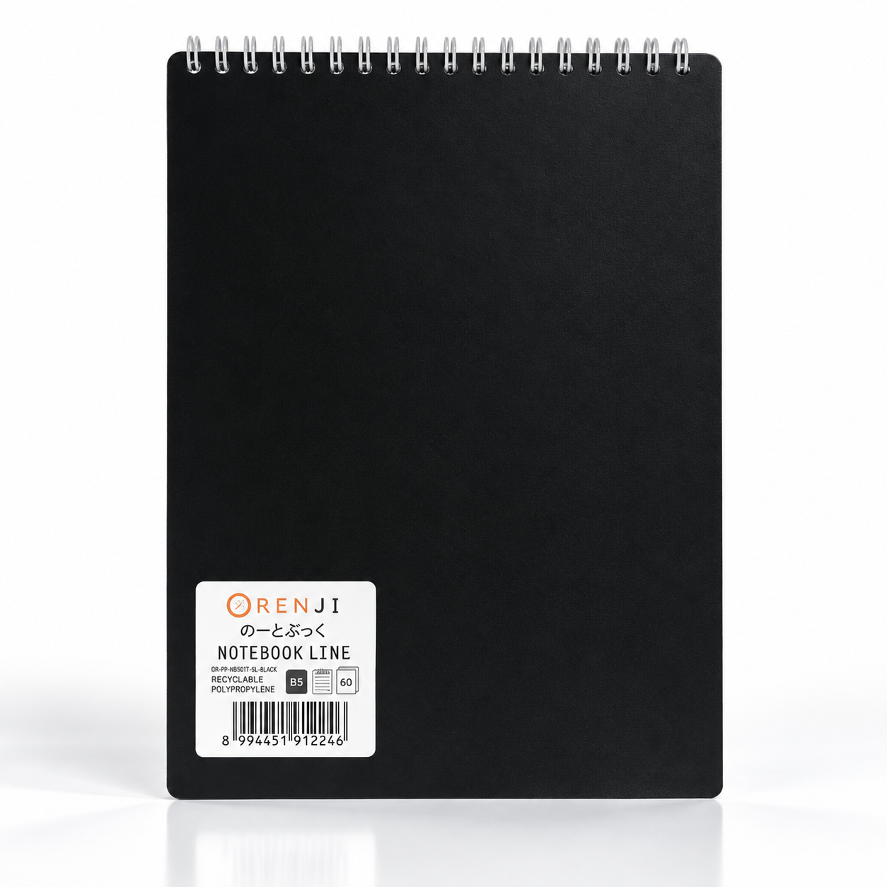 ORENJI Notebook Neon PP Cover Colour B5 LINE Spiral Atas - Black