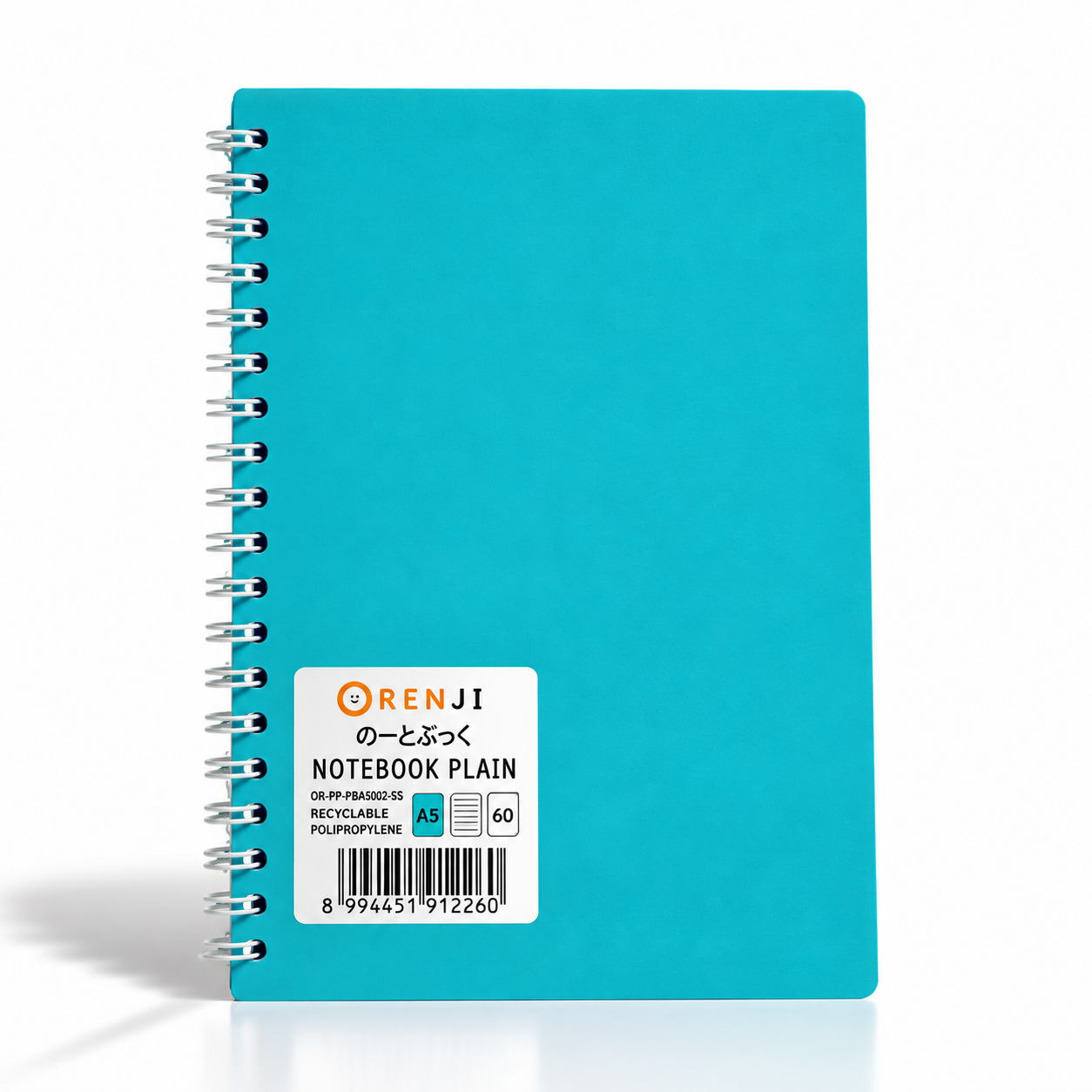 Orenji Notebook PP Cover Colour A5 Plain Spiral Samping Tosca