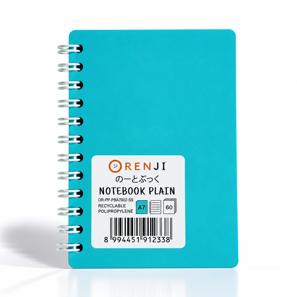 Orenji Notebook PP Cover Colour A7 Plain Spiral Samping Tosca