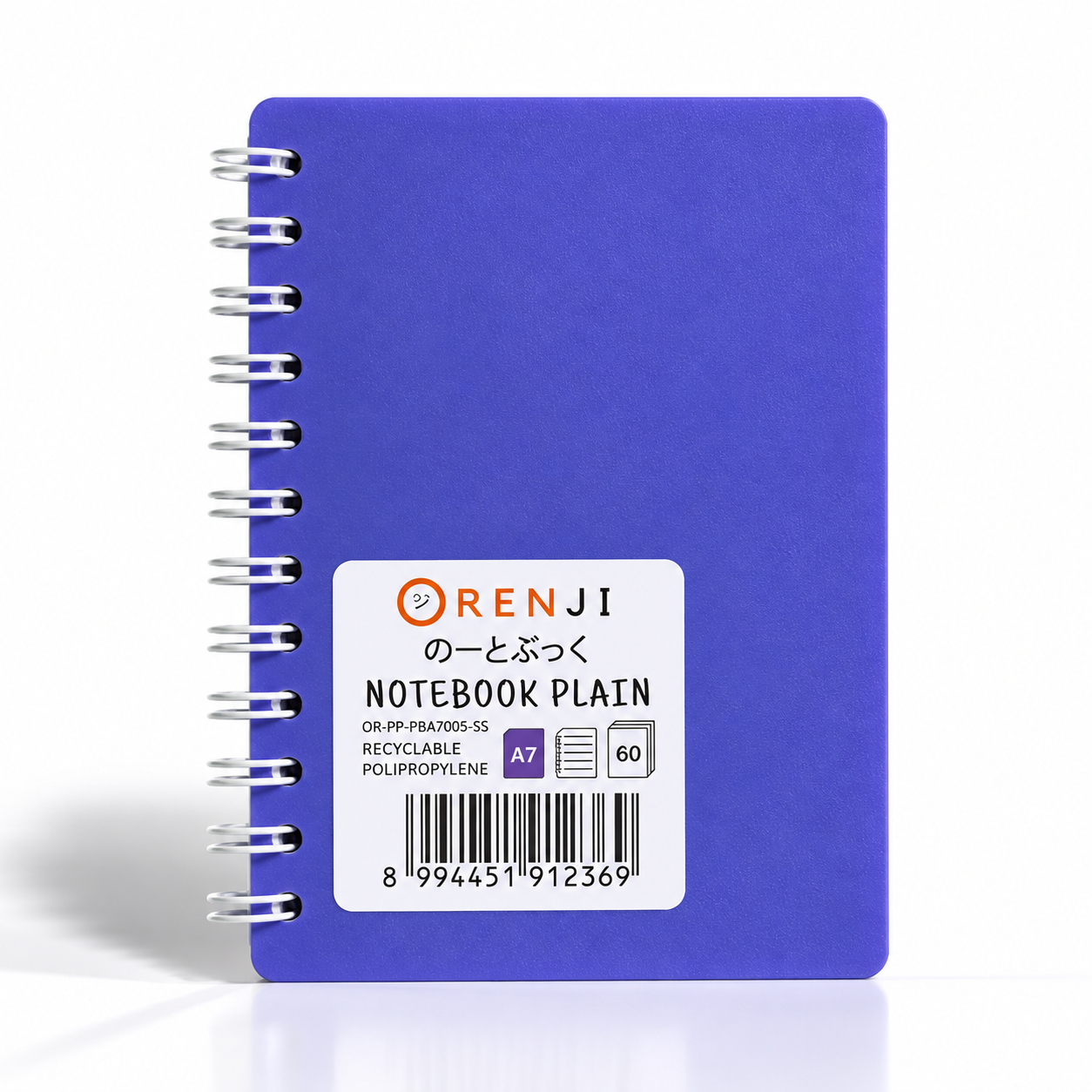 Orenji Notebook PP Cover Colour A7 Plain Spiral Samping Purple