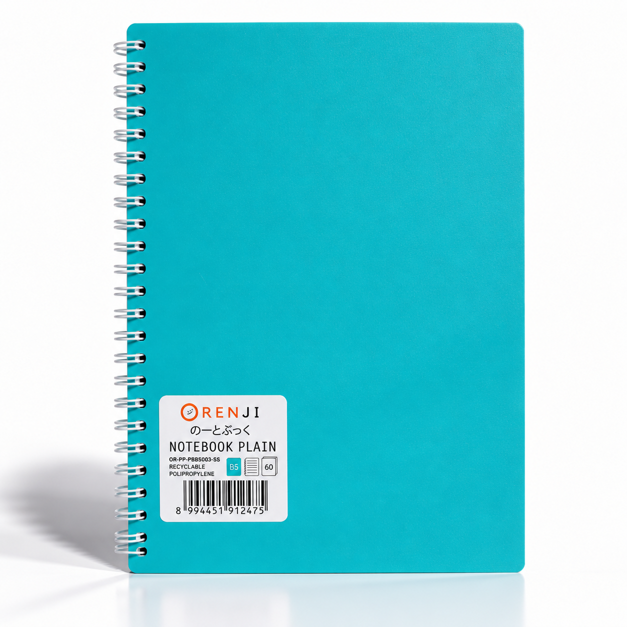 Orenji Notebook PP Cover Colour B5 Plain Spiral Samping Tosca